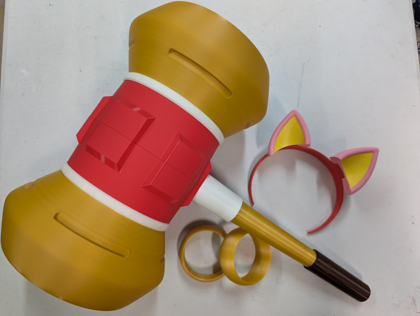 Amy Rose Cosplay Set – Golden Bracelet, Ear Headband & Piko Piko Hammer