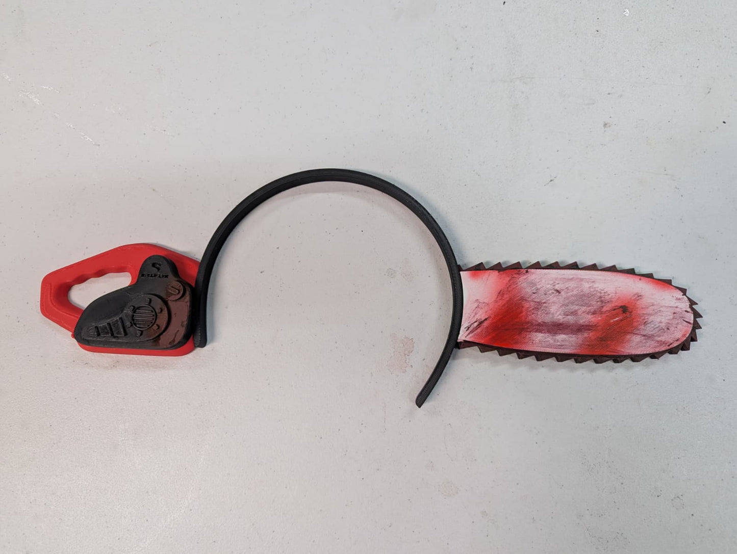 Brainwreck Chainsaw – Headband Prop | Bloody Chainsaw Head Halloween Costume Accessory