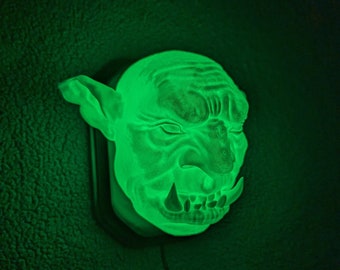 Cave Troll Head wall trophy lamp to decorate your room: bedroom, playroom or office.