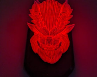 Monster Hunter Teostra inspired wall trophy lamp to decorate your room: bedroom, playroom or office.