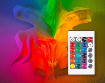 Diablo inspired wall trophy lamp to decorate your room: bedroom, playroom or office.