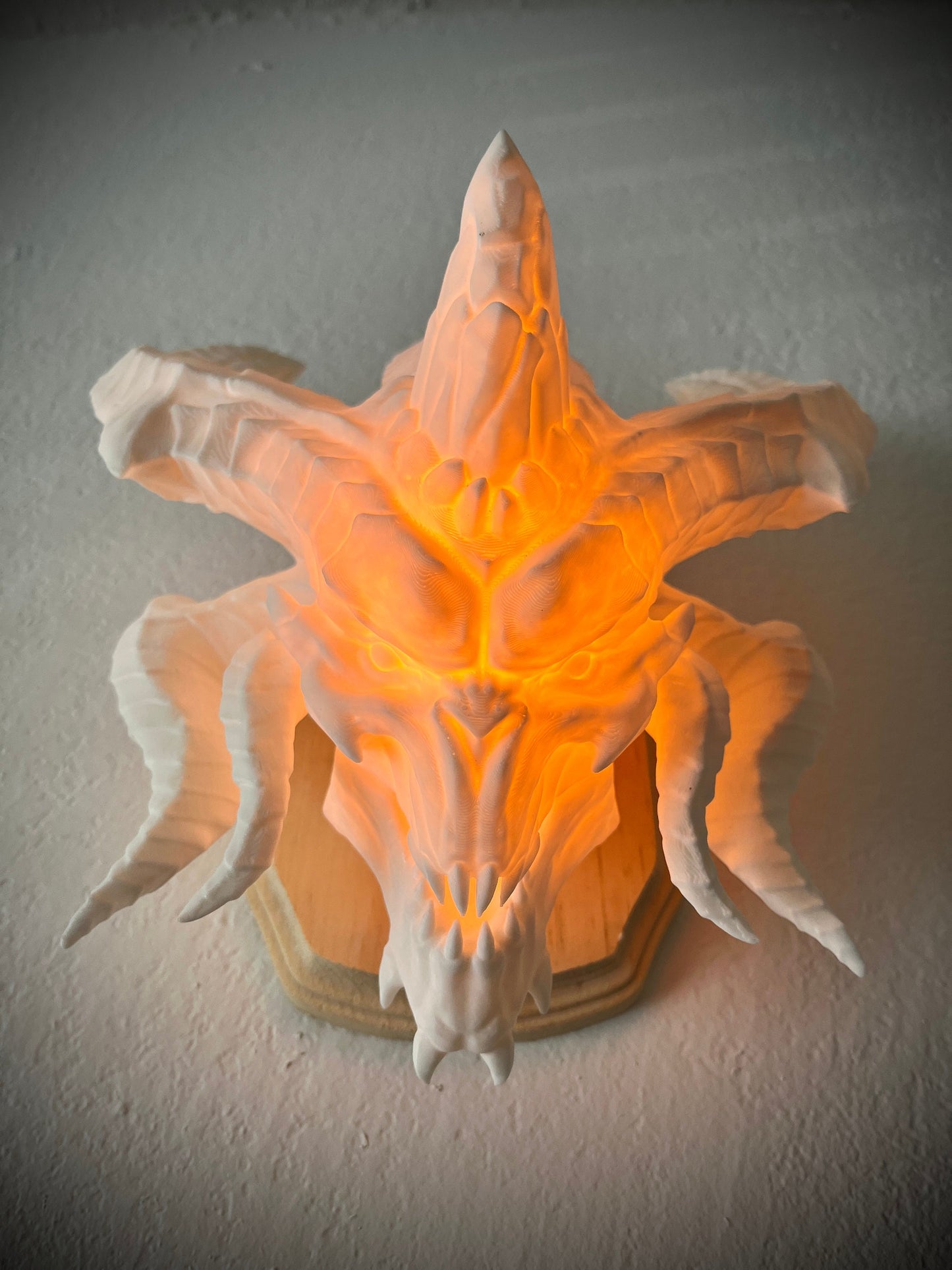 Diablo inspired wall trophy lamp to decorate your room: bedroom, playroom or office.