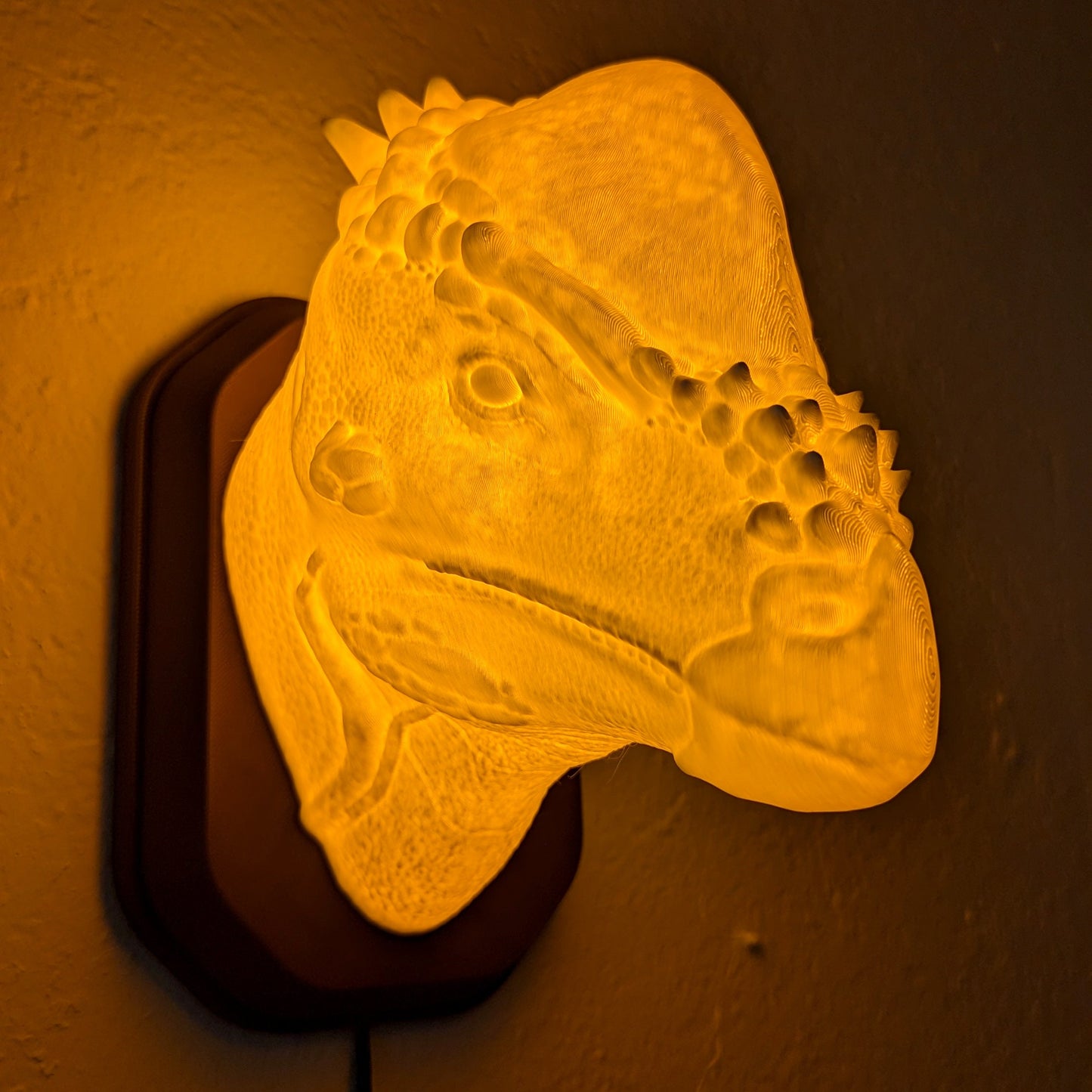 Pachycephalosaurus inspired wall trophy lamp to decorate your room bedroom, playroom or office