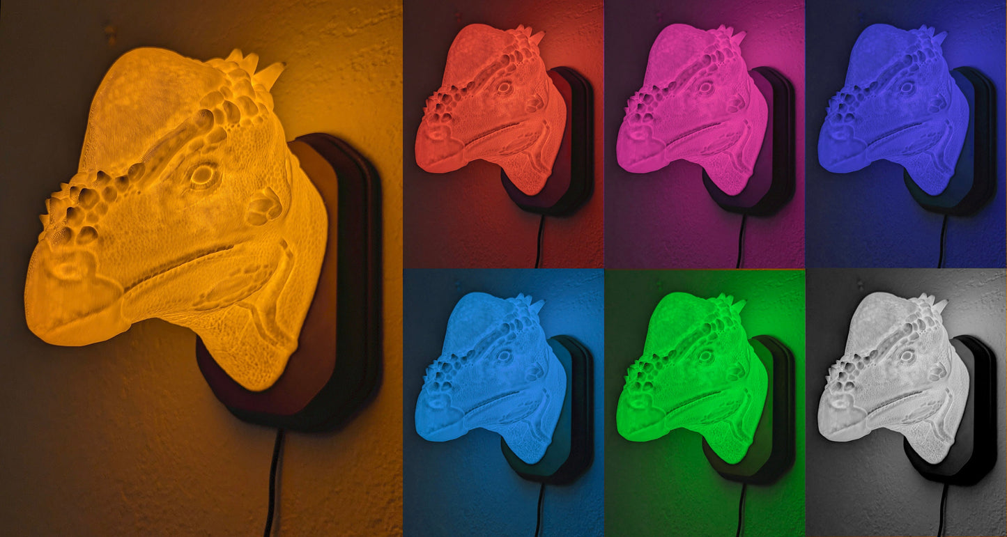 Pachycephalosaurus inspired wall trophy lamp to decorate your room bedroom, playroom or office