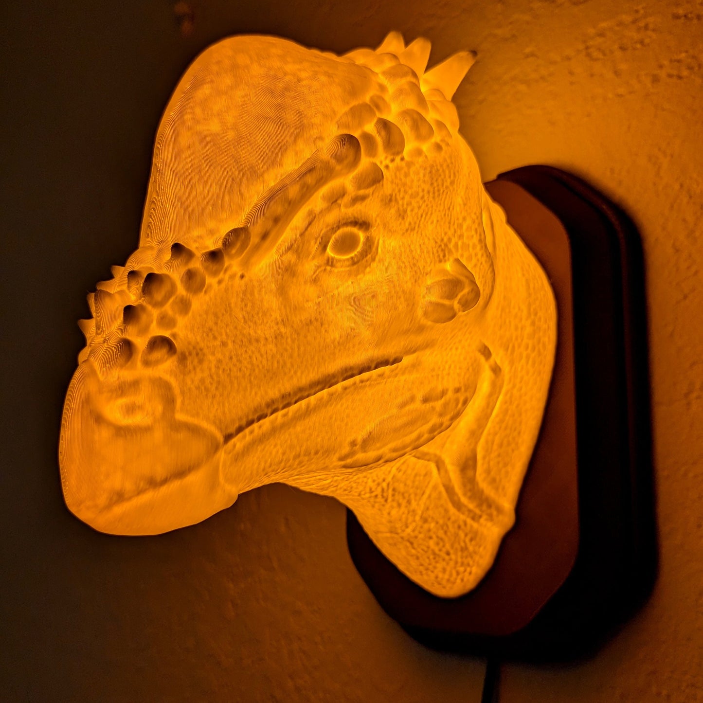 Pachycephalosaurus inspired wall trophy lamp to decorate your room bedroom, playroom or office
