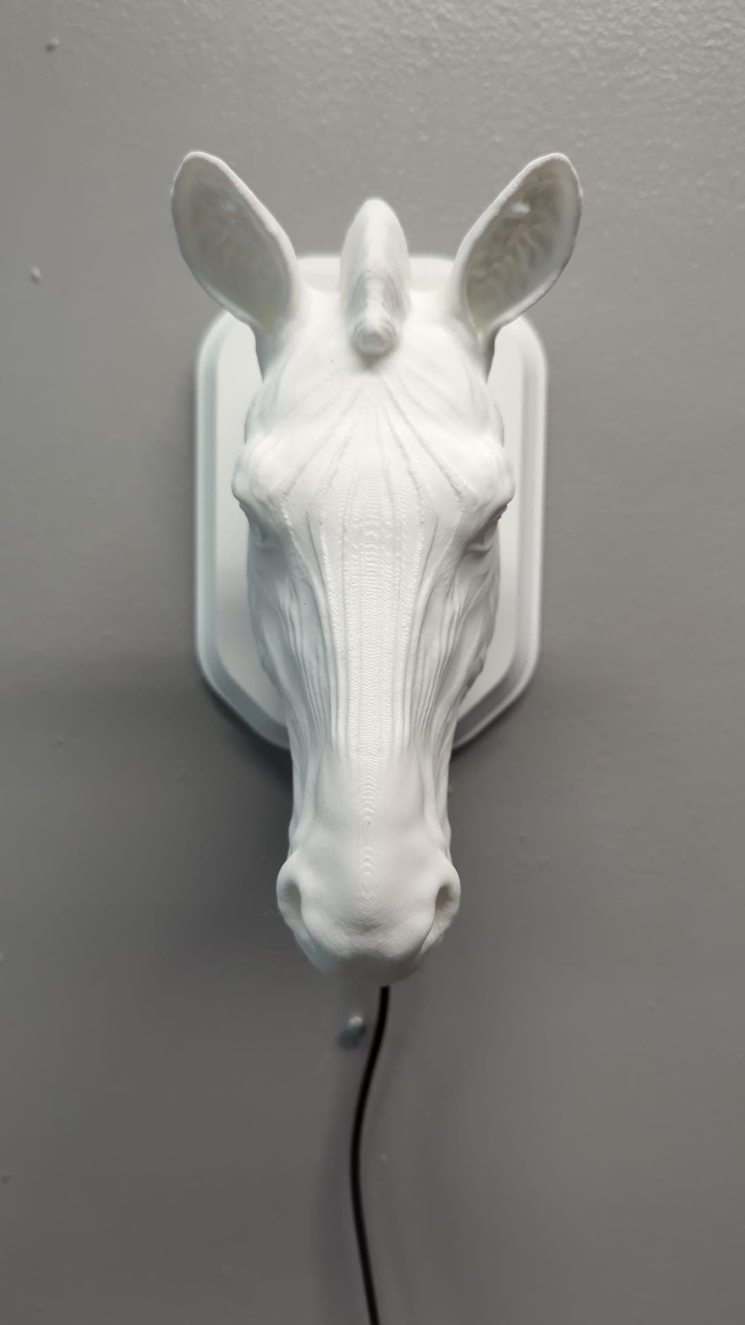 Zebra-inspired wall trophy lamp to decorate your room: bedroom, game room or office.