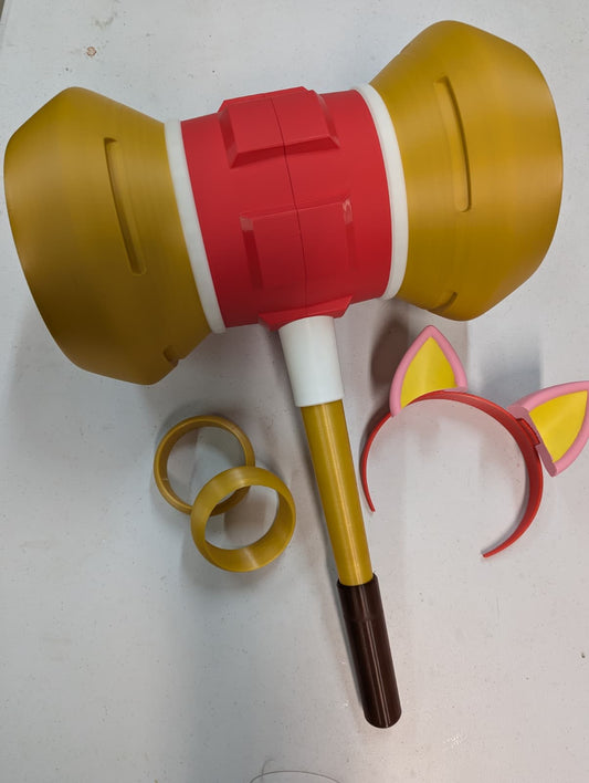 Amy Rose Cosplay Set – Golden Bracelet, Ear Headband & Piko Piko Hammer