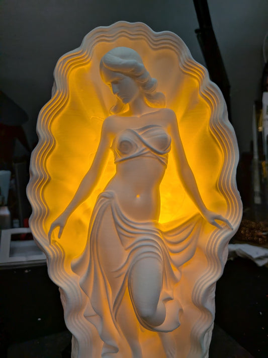 Venus Shell Lamp | 3D Printed Art Deco Light | Renaissance Inspired LED Table Lamp | Mythology Decor | 30cm Tall | Includes 12V Power Supply