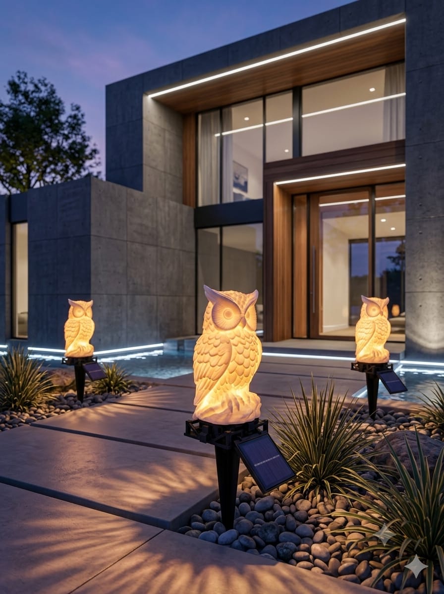 Solar Owl Garden Light, 3D Printed Owl Outdoor Decor, Waterproof LED Garden Lamp, Patio Yard Decoration, Eco Friendly Gift
