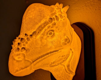 Pachycephalosaurus inspired wall trophy lamp to decorate your room bedroom, playroom or office