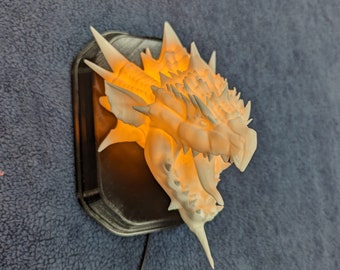 Monster Hunter Rathian inspired wall trophy lamp to decorate your room bedroom, playroom or office