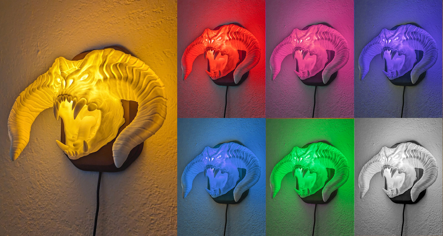 Lord of theRings Balrog inspired wall trophy lamp to decorate your room: bedroom, playroom or office.
