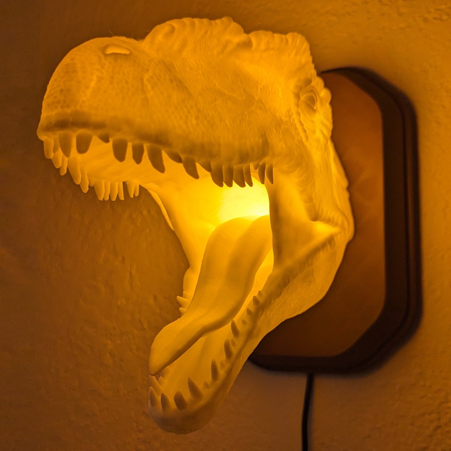 Allosaurus inspired wall trophy lamp to decorate your room: bedroom, playroom or office.