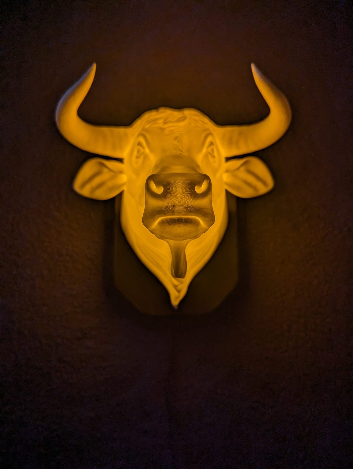 Angry Bull wall trophy lamp to decorate your room: bedroom, playroom or office.