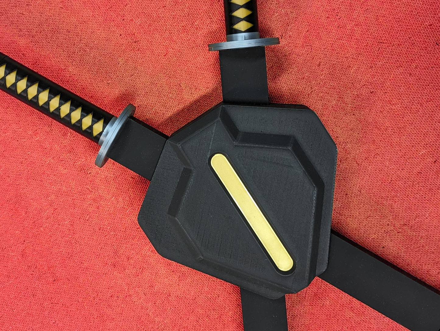 3D printed Deadpool vs Wolverine swords and backpack scabbards